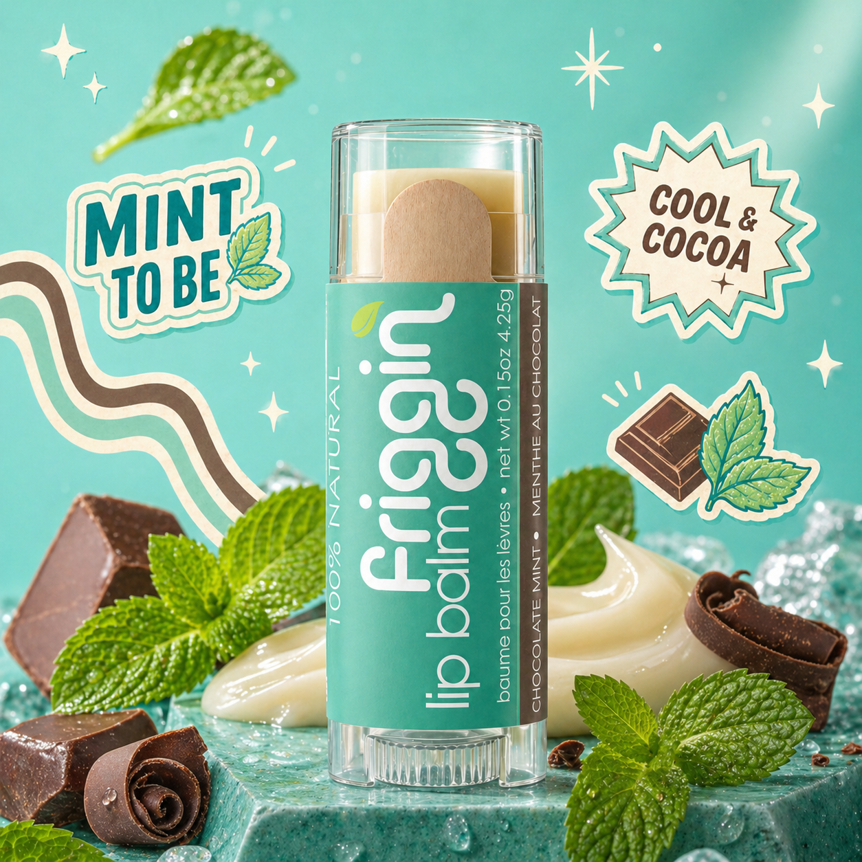 Chocolate Mint natural lip balm lifestyle product photo 4.