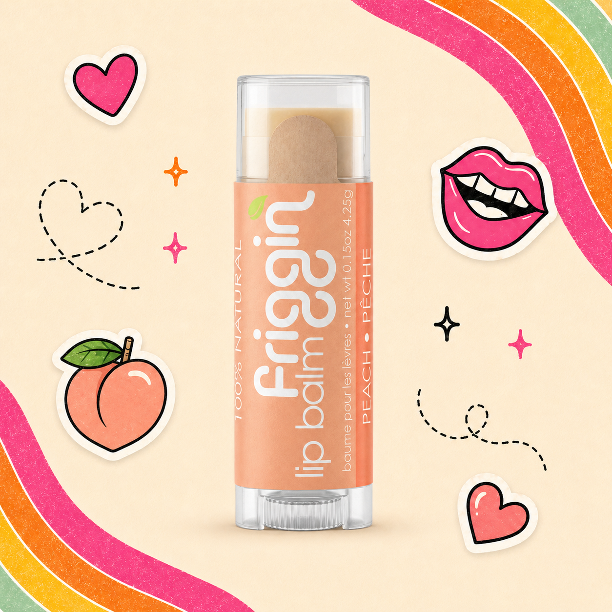 Peach natural lip balm lifestyle product photo 5.