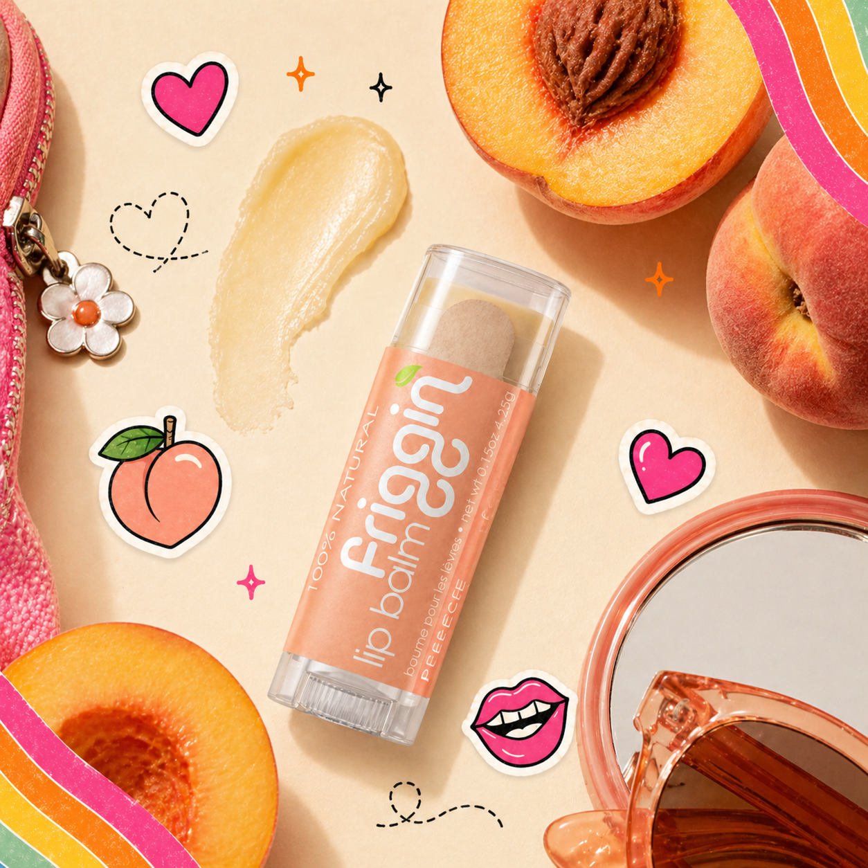Peach natural lip balm lifestyle product photo 4.